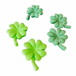Koelkastmagneten Klavertje Vier 2 Klavertje vier koelkastmagneetjes is een set van vijf koelkastmagneten in de vorm van een Klaver vier in een lichtgroene kleur en een donker groene kleur