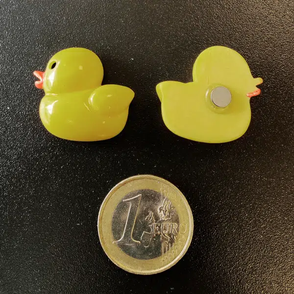 Koelkastmagneet gele Badeendjes met een oranje snaveltje