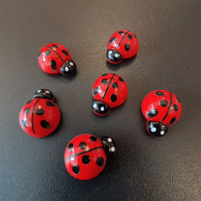 Koelkastmagneetjes in de vorm van lieveheersbeestjes, rood met zwarte stippen