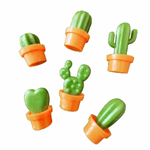 Koelkastmagneetjes Cactus in pot (Neodymium) 2 Koelkastmagneten van zes verschillende kleine cactus in een terracotta kleur potje