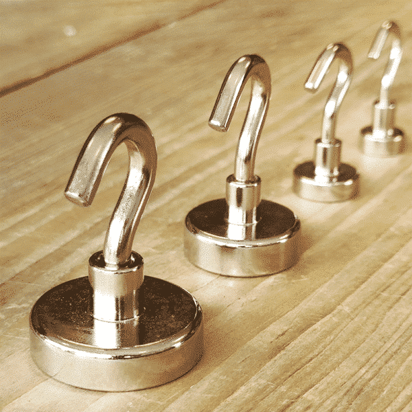 Magneet haak (Neodymium - zes maten) 1 Magneet haak met ruimere boog