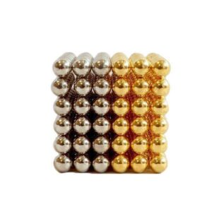 Neocube magneet balletjes Goud/Zilver 5mm 216 stuks 2 Magneetballetjes in een blokje gebouwd met gouden en zilveren kogelmagneetjes