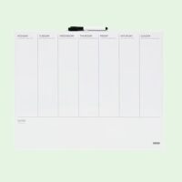 Een weekplanner met een bijpassende whiteboardstift waarop er ruimte is om bij de zeven dagen in de week notities te maken