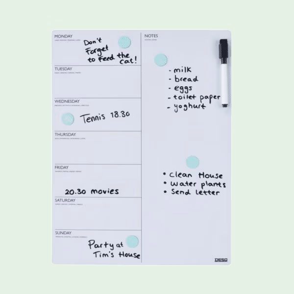 Magnetische weekplanner voor op de koelkast