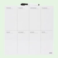 Whiteboard weekplanner (Engels) 35 x 35 cm 2 Magnetische whiteboard weekplanner met zeven dagen ruimte om te beschrijven en een bijbehorende whiteboardstift