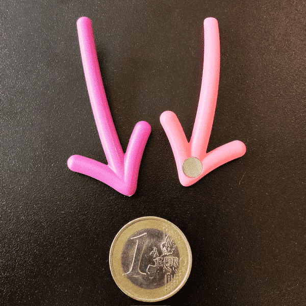 Twee pijl magneetjes in roze en lila