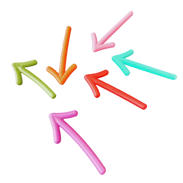Pijltjes in verschillende kleuren met een magneetje