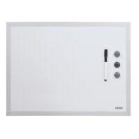 Magnetisch whiteboard 40 x 60 cm 3 Whiteboard van het merk Des1 met drie magneten erop en een bijpassende whiteboardstift