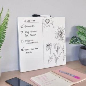 Randloos whiteboard 35 x 35 cm 3 Randloos whiteboard met gratis whiteboardstift van Desq