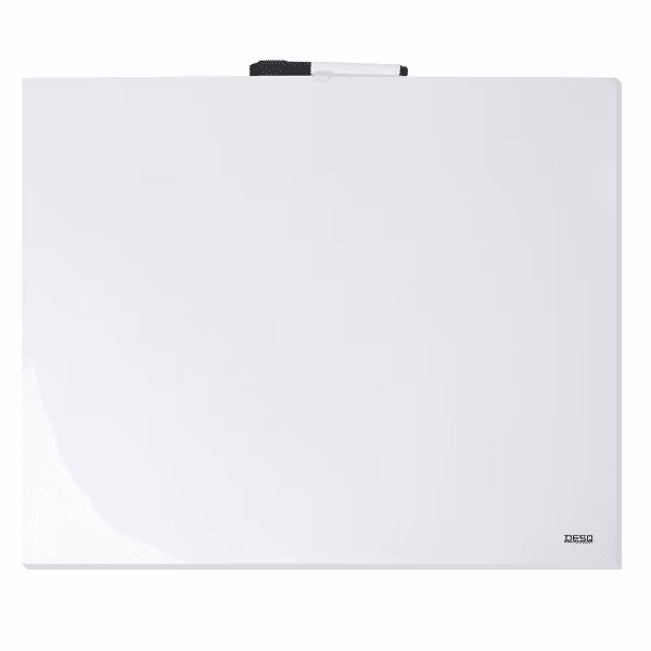 Strak wit whiteboard zonder rand en met een bijpassende whiteboardstift