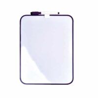 Klein compact whiteboard 21.5 x 28 met whiteboardstift (Paarse rand) 4 Klein whiteboard met een paarse rand en een whiteboard marker