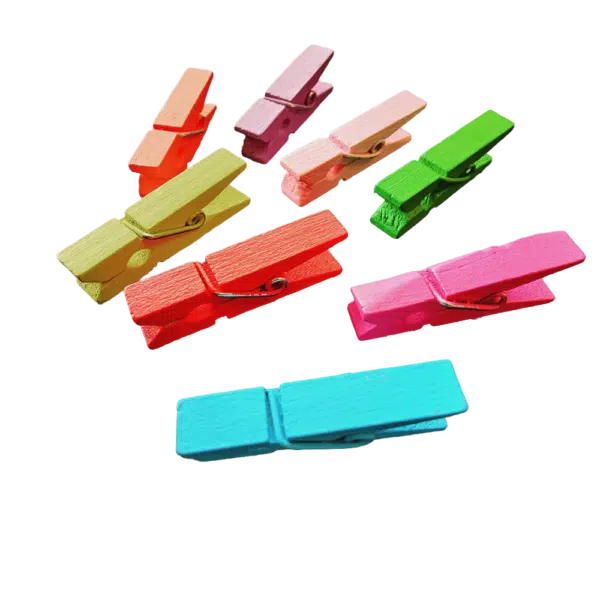 Gekleurde wasknijpertjes met een magneetje voor het vasthouden van foto