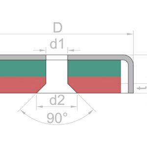 Potmagneet verzonken gat 20 mm (max trekkracht 10,5 kilo) 7 Maatvoering potmagneet 20 mm met schroefgat