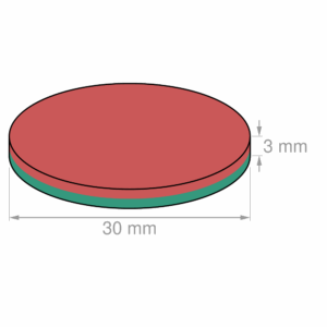 Neodymium Schijfmagneet 30 mm x 3 mm (trekkracht 6,7 kg.) 5 Maatvoering 30x3 1