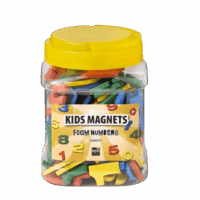 Een bewaarpot met draaideksel vol met magneet cijfers