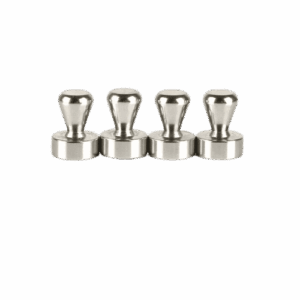 Push Pin Magneetjes Zeer Sterk (Schuifkracht 400 gram) 2 Vier zilverkleurige whiteboardmagneten met handige greep