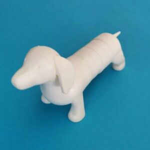 Magneet hond Dachshund (Teckel) 3 Witte hond met langgerekt lijf dat uit losse magneten bestaat