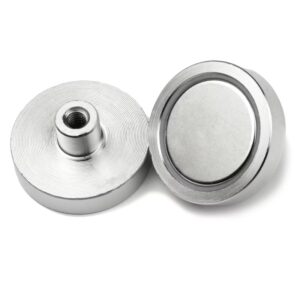 Potmagneet draadbus 32 mm M5 (max trekkracht 40 kilo) 4 Onderzijde en bovenzijde potmagneten met draadbus 32 mm