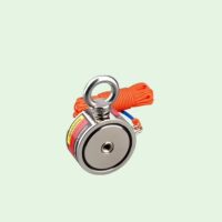 Vismagneet - 120 kg x 2 (Neodymium N52) 2 Vismagneet 250 kg met oranje touw