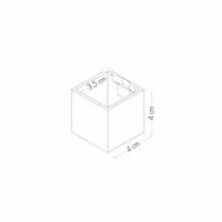 Schema van de maatvoering van een magnetisch bakje van 4 cm.