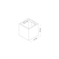 Schema van de maatvoering van een magnetisch bakje van 4 cm.