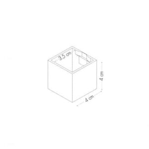 Magnetische (planten) pot 'Cube' 4cm van KalaMitica - meerdere kleuren 6 Schema van de maatvoering van een magnetisch bakje van 4 cm.