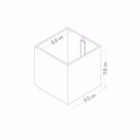 Magnetische (planten) pot 'Cube' 9cm van KalaMitica - meerdere kleuren 13 Schema van de maatvoering van een magnetisch bakje van 9 cm