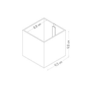 Magnetische (planten) pot 'Cube' 9cm van KalaMitica - meerdere kleuren 13 Schema van de maatvoering van een magnetisch bakje van 9 cm