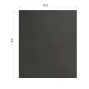 Maatvoering van een zwart magneetbord van 145x100cm