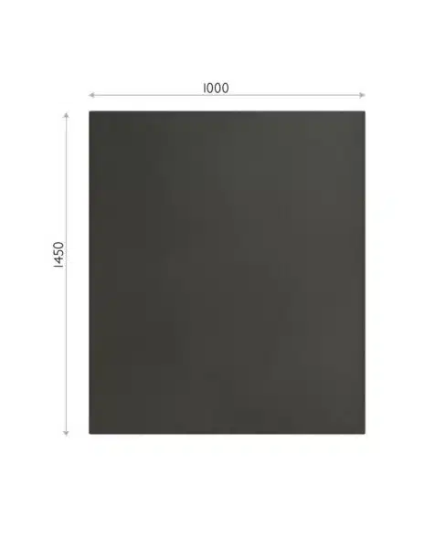 Maatvoering van een zwart magneetbord van 145x100cm