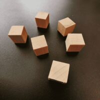 Zes houten blokjes magneten van 15mm met een ingewerkt Neodymium magneetje