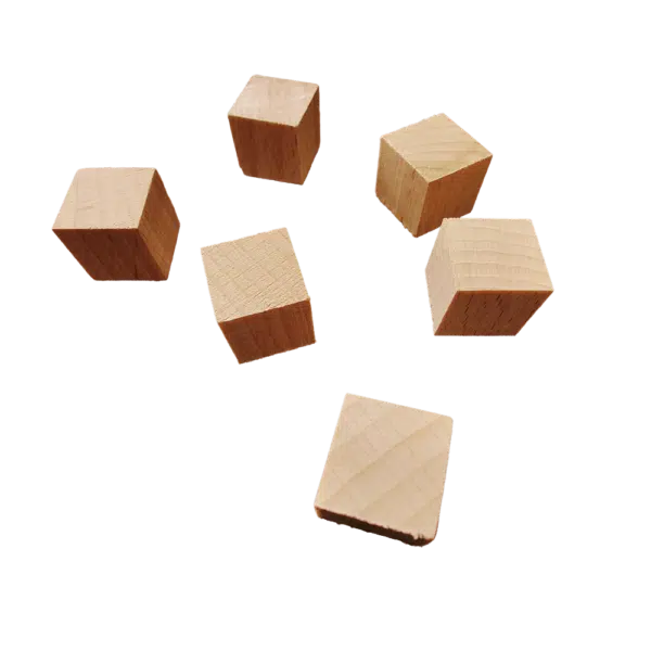 Houten blokjes met magneetjes 15mm 1 Zes houten vierkante blokjes met ingewerkte magneet