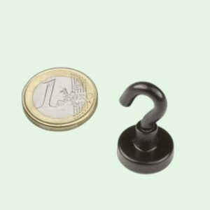 Magneethaak zwart, 16mm, draagkracht ruim 6 kilo.