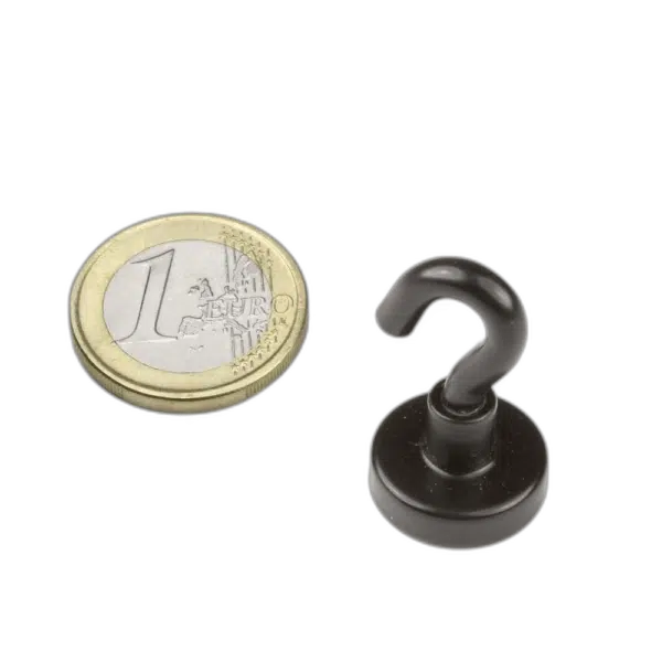 Magneethaak zwart, 16mm, draagkracht ruim 6 kilo.