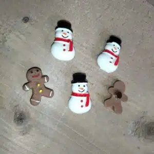 Koelkastmagneetjes 'Winter' - vijf stuks 3 Wintermagneetjes vijf stuks met sneeuwpop koelkastmagneet en ginger bread