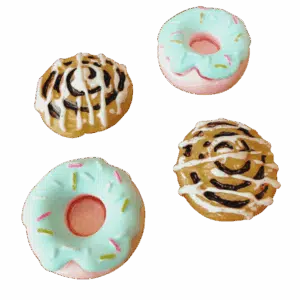 Koelkastmagneetjes 'Donuts and Bread' - 4 stuks 2 Koelkastmagneetjes 'Donuts and Bread' voor op de koelkast of magneetbord