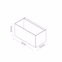 Schema van de maatvoering van een Magnetische metalen bak