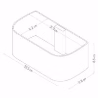 Magnetisch bakje langwerpig 22cm van KalaMitica - meerdere kleuren 14 Schema van de maatvoering van een magneetbakje 22 cm