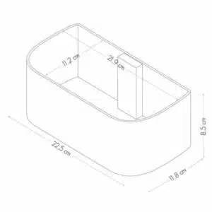 Magnetisch bakje langwerpig 22cm van KalaMitica - meerdere kleuren 14 Schema van de maatvoering van een magneetbakje 22 cm