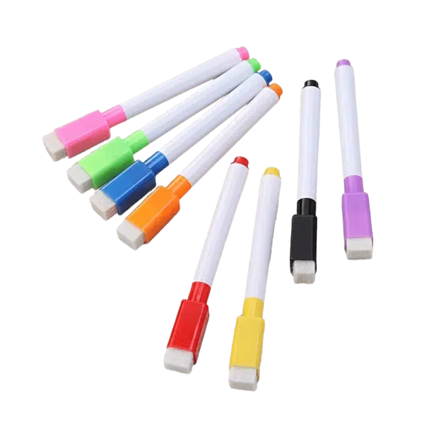 Kleine whiteboard stiften 8 kleuren 1 Acht gekleurde kleine whiteboardstiften met magnetische strip op de dop