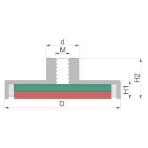 Potmagneet draadbus 42 mm M5 (max trekkracht 66 kilo) 5 Maatvoering potmagneet draadbus 40mm