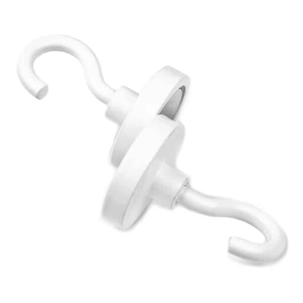 Twee stuks magnetische haken met een klein schroefhaakje