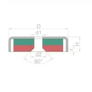 Potmagneet verzonken gat 10 mm (max trekkracht 1,3 kilo) 8 Schema magnetiseringsrichting potmagneet 10mm e1733310768941