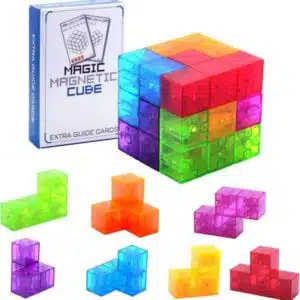 Magnetische kubus puzzel + speelkaarten 4 Magnetische kubuc puzzel Magic Magnetic Cube