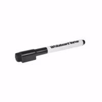 Whiteboardstift zwart met smalle punt magnetische dop en sponsje e1733309705508