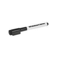 Whiteboardstift zwart met smalle punt magnetische dop en sponsje e1733309705508