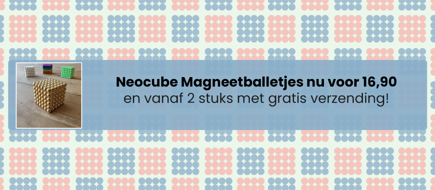 Reclamebanner voor de magneetballetjes aanbieding