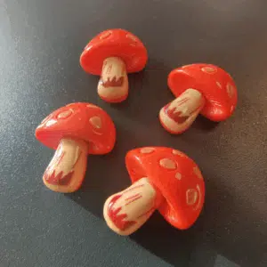 Koelkastmagneten Paddenstoel (4 stuks) 3 Koelkastmagneetjes in de vorm van een paddestoel met rood dakje en stippen