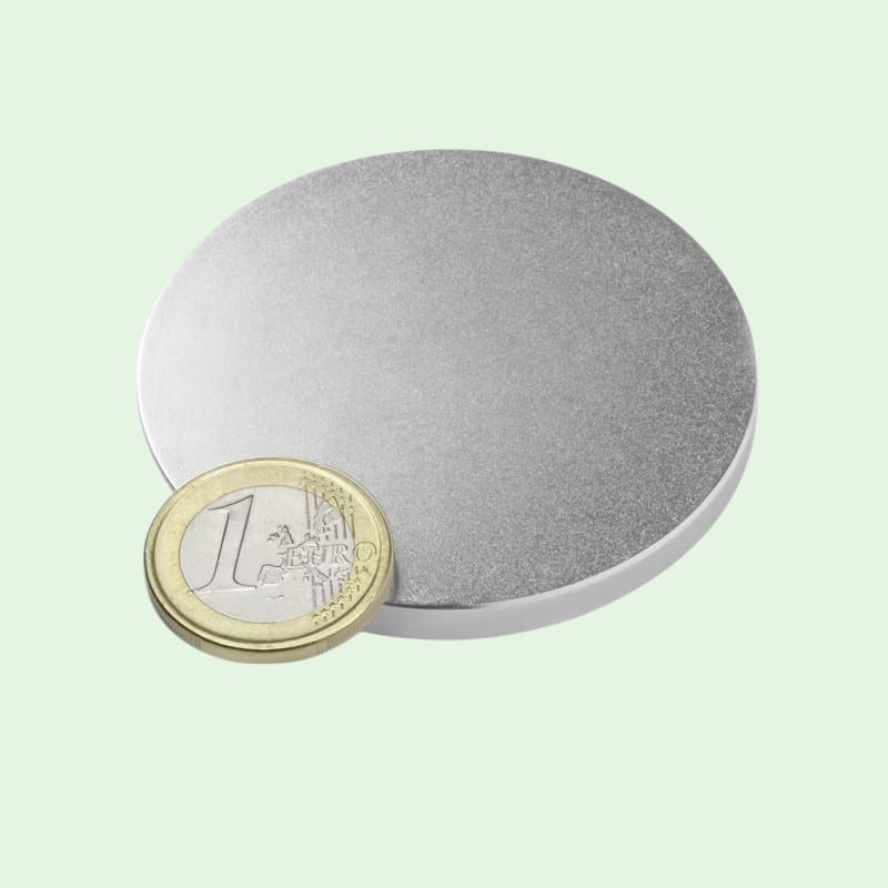 Neodymium Schijfmagneet 60 mm x 5 mm (trekkracht 21 kg.) 1 Neodymium schijfmagneet 60 x 5 mm