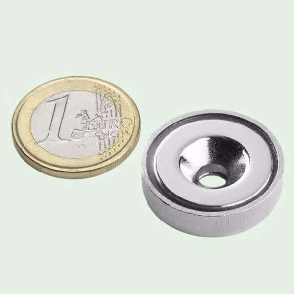 Potmagneet met verzonken gat 25 mm